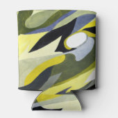 Abstracte Gouache compositie: geel, grijs, zwart. Blikjeskoeler (Achterkant)