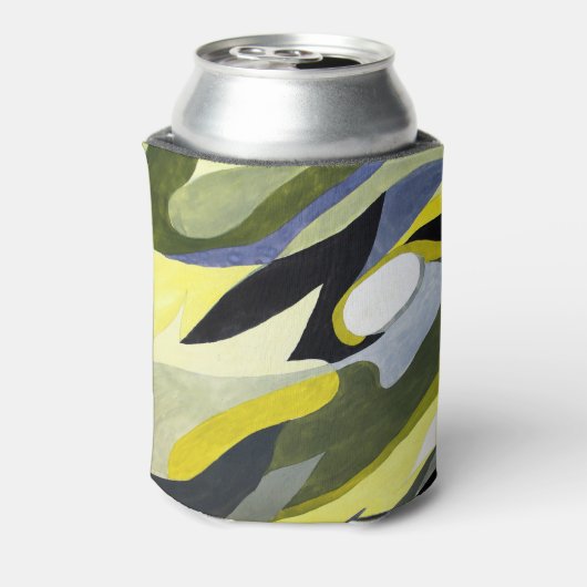 Abstracte Gouache compositie: geel, grijs, zwart. Blikjeskoeler (Blikje Achterkant)