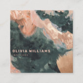 Abstracte Gouache geschilderd groen blush social m Vierkante Visitekaartje (Voorkant)