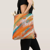 Abstracte gouache schildert verschillende heldere tote bag (Dichtbij)