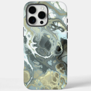 Abstracte goud- en grijze marmeren steen vloeiende iPhone 16 pro max hoesje