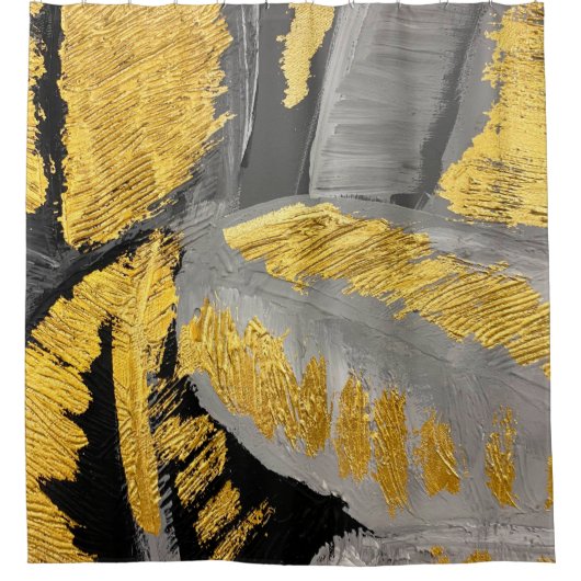 Abstracte goudachtergrond luxe  grung douchegordijn (Voorkant)
