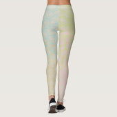 Abstracte goudblauwe bloem leggings (Achterkant)