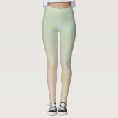 Abstracte goudblauwe bloem leggings (Voorkant)