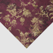 Abstracte goudbloemen op de rode decoupage tissuepapier (Detail)