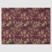 Abstracte goudbloemen op de rode decoupage tissuepapier (Voorkant)