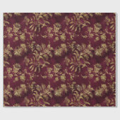 Abstracte goudbloemen op rood cadeaupapier (Vlak)