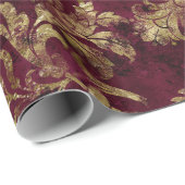 Abstracte goudbloemen op rood cadeaupapier (Rol Hoek)