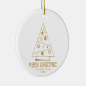 Abstracte goudboom vrolijk kerstfeest keramisch ornament (Rechts)