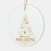 Abstracte goudboom vrolijk kerstfeest keramisch ornament (Links)