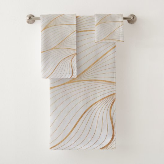 Abstracte gouden bladeren kunstwerk | Handdoek set (Insitu)