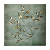 Abstracte gouden bladeren tegeltje (Voorkant)