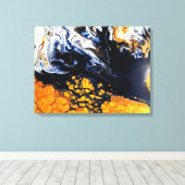 Abstracte gouden, blauwe en witte acrylverf canvas afdruk (Insitu (Houten vloer))