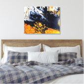 Abstracte gouden, blauwe en witte acrylverf canvas afdruk (Insitu (Slaapkamer))