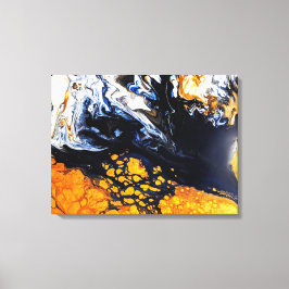 Abstracte gouden, blauwe en witte acrylverf canvas afdruk