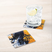 Abstracte gouden, blauwe en witte acrylverf kartonnen onderzetters (Insitu)