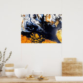 Abstracte gouden, blauwe en witte acrylverf poster (Keuken)