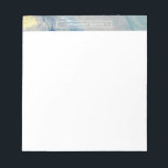 Abstracte gouden blauwe inkt, goudalcohol notitieblok<br><div class="desc">Dit ontwerp is voorzien van een stuk originele abstracte kunst bovenaan. De vloeiende kunstvorm - in tinten organisch blauw met goudaccenten in de ondergrond - herinnert aan een aantal abstracte waterverf, hoewel het effect wordt bereikt door het gebruik van "alcoholinkt". Gebruik het gebied van de sjabloon om jouw naam toe...</div>