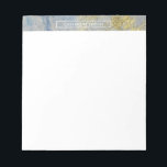 Abstracte gouden blauwe inkt, goudalcohol notitieblok<br><div class="desc">Dit ontwerp is voorzien van een stuk originele abstracte kunst bovenaan. De vloeiende kunstvorm - in tinten organisch blauw met goudaccenten in de ondergrond - herinnert aan een aantal abstracte waterverf, hoewel het effect wordt bereikt door het gebruik van "alcoholinkt". Gebruik het gebied van de sjabloon om jouw naam toe...</div>