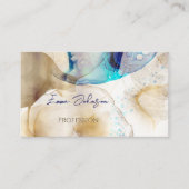 Abstracte gouden blauwe vlecht schilderen visitekaartje (Voorkant)