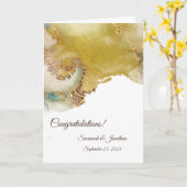 Abstracte gouden Blauwgroen gepersonaliseerde brui Kaart (Gele Bloem)