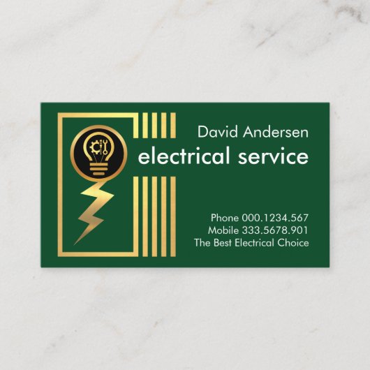 Abstracte gouden bliksemafleider visitekaartje (Voorkant)