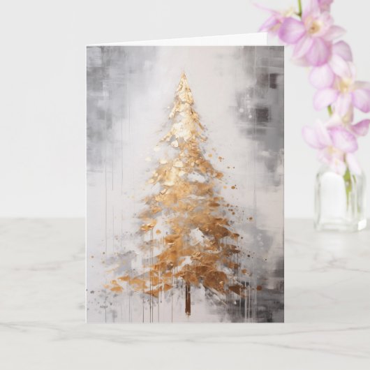 Abstracte Gouden Boom Kerst Kaart (Orchidee)