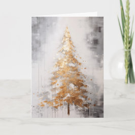 Abstracte Gouden Boom Kerstkaart Kaart