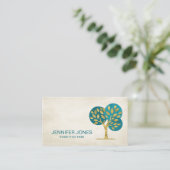 Abstracte gouden boom met waterverf cirkels visitekaartje (Staand voorkant)