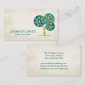 Abstracte gouden boom met waterverf cirkels visitekaartje (Voorkant / Achterkant)