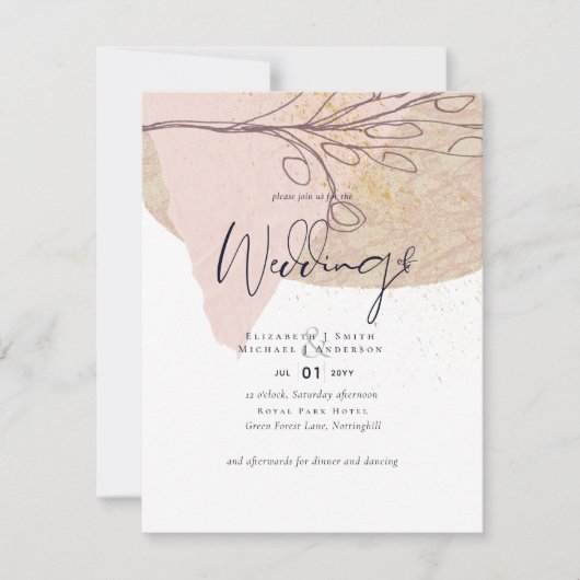 Abstracte gouden bruiloft nodigt goedkope budgette kaart (Voorkant)