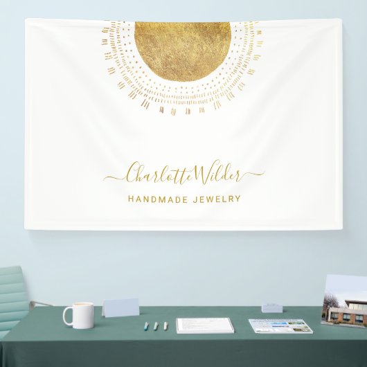 Abstracte gouden cirkel handgemaakte sieraden bedr spandoek (Beurs)