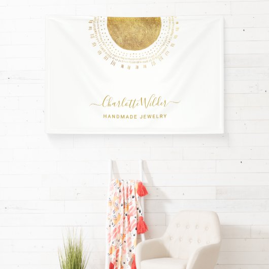 Abstracte gouden cirkel handgemaakte sieraden bedr spandoek (Insitu)