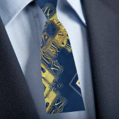 Abstracte gouden en blauwe stropdas