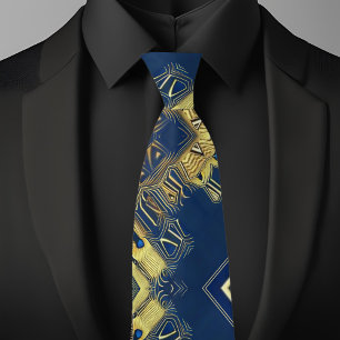 Abstracte gouden en blauwe stropdas