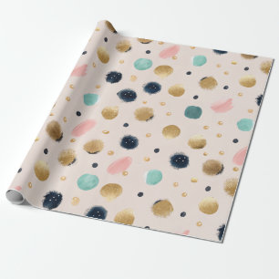 Abstracte gouden en kleurrijke penseelstreekcirkel cadeaupapier