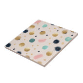 Abstracte gouden en kleurrijke penseelstreekcirkel tegeltje (Zijkant)