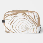 Abstracte gouden en witte wervelende lijnen toilettasje (Voorkant)