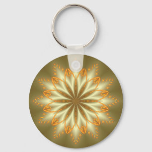 Abstracte gouden en zilverbloem voor kerstmis sleutelhanger