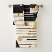 abstracte gouden en zwarte driehoeken badhanddoek  bad handdoek (Insitu)
