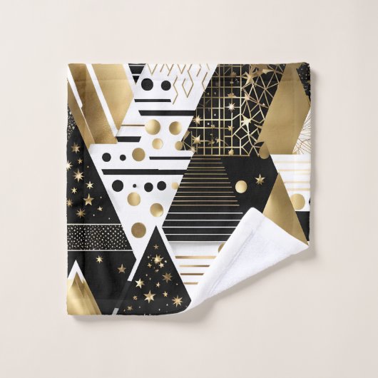 abstracte gouden en zwarte driehoeken badhanddoek  bad handdoek (Wasdoekje)