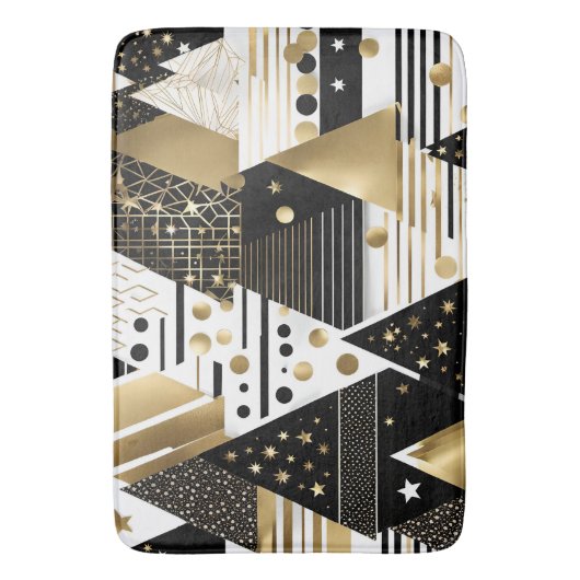 abstracte gouden en zwarte driehoeken badmat (Voorkant Verticaal)