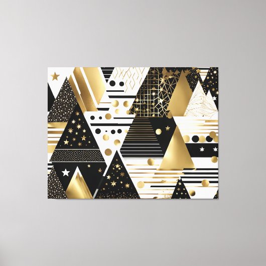 abstracte gouden en zwarte driehoeken canvas print (Voorkant)