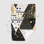 abstracte gouden en zwarte driehoeken golfhanddoek (Insitu)