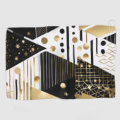 abstracte gouden en zwarte driehoeken golfhanddoek (Horizontaal)
