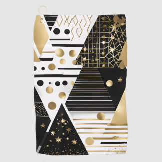 abstracte gouden en zwarte driehoeken golfhanddoek
