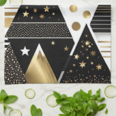 abstracte gouden en zwarte driehoeken keukenhanddo theedoek (Gevouwen)