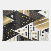 abstracte gouden en zwarte driehoeken keukenhanddo theedoek (Horizontaal)
