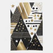 abstracte gouden en zwarte driehoeken keukenhanddo theedoek (Verticaal)