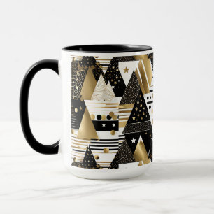 abstracte gouden en zwarte driehoeken koffiemok mok